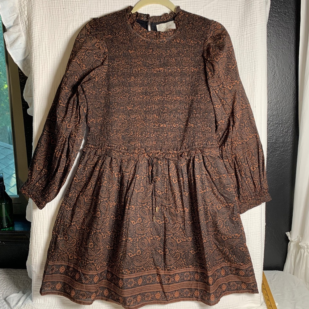 Cleobella sz L fall colored rusty red and black tunic or dress